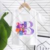 KPop Demon Hunters Child Pullover T-Shirt Cartoon Figure A-Z Letters Short-sleeve Summer Shirt Girl Cotton Casual Loose Clothing