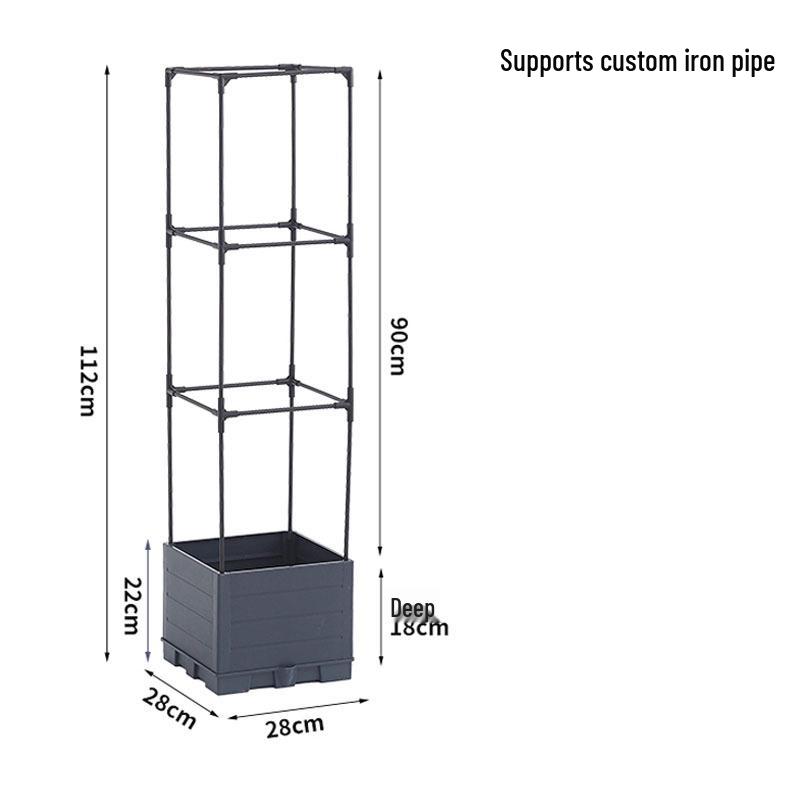 Balcony and Rooftop Vegetable Planting Box with Tomato Cage: Durable Plastic Flower Pot Container for Home Gardening.