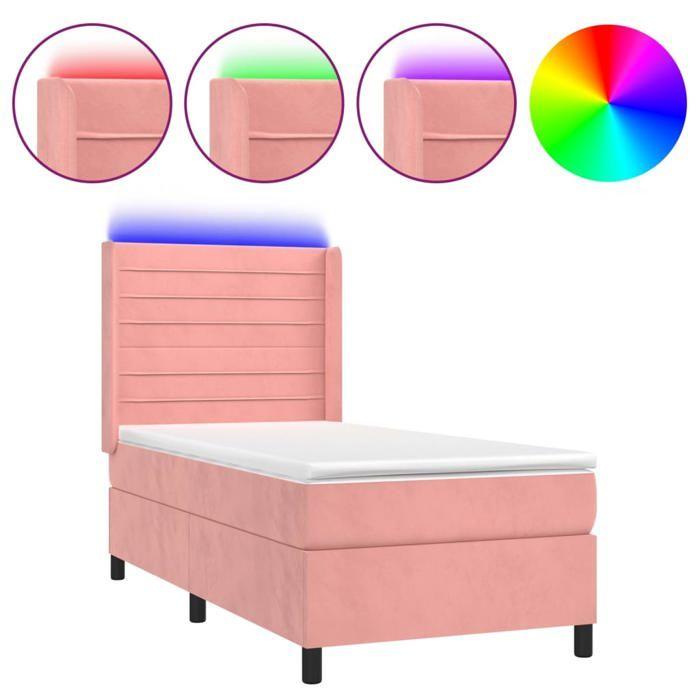 VidaXL Sommier à Lattes de Lit avec Matelas et LED, Lit Rembourré, Lit Simple, Lit Adulte de Chambre à Coucher Intérieur, 3139594