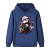 B095 Kinder Jungen Mädchen Kimetsu No Yaiba Aufdruck Baumwolle Langarm Hoodie