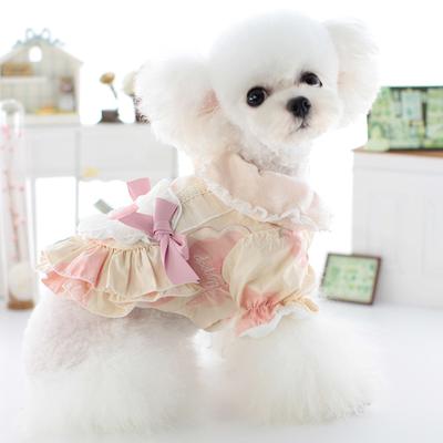 Pet Love Collar Dress Strawberry Maid Dress Cute Teddy Princess Wind Autumn/Winter Warm Dress Puppy Clothes Jacket Accessories