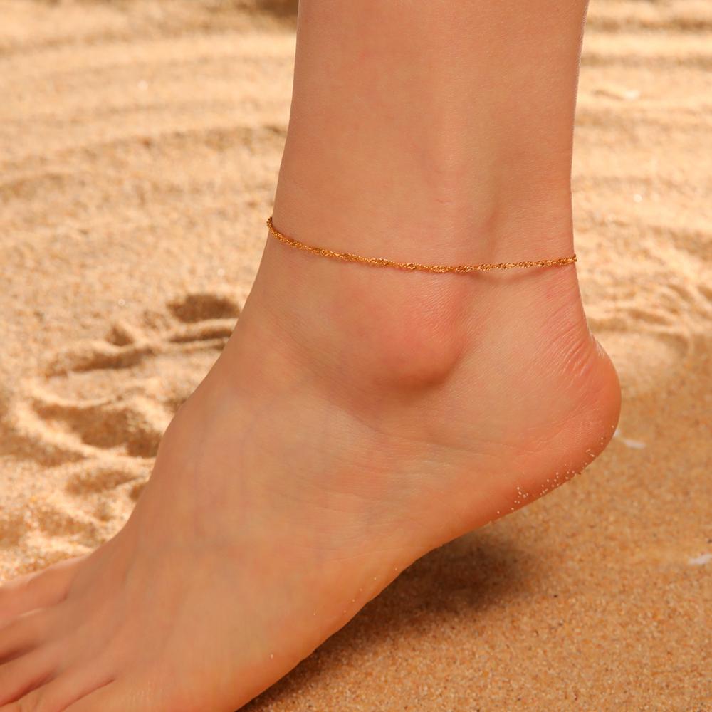 Cazador Thin Twisted Water Wave Chain Anklets for Women Stainless Steel Jewelry Bracelet on the leg Valentine's Day Gift 2026