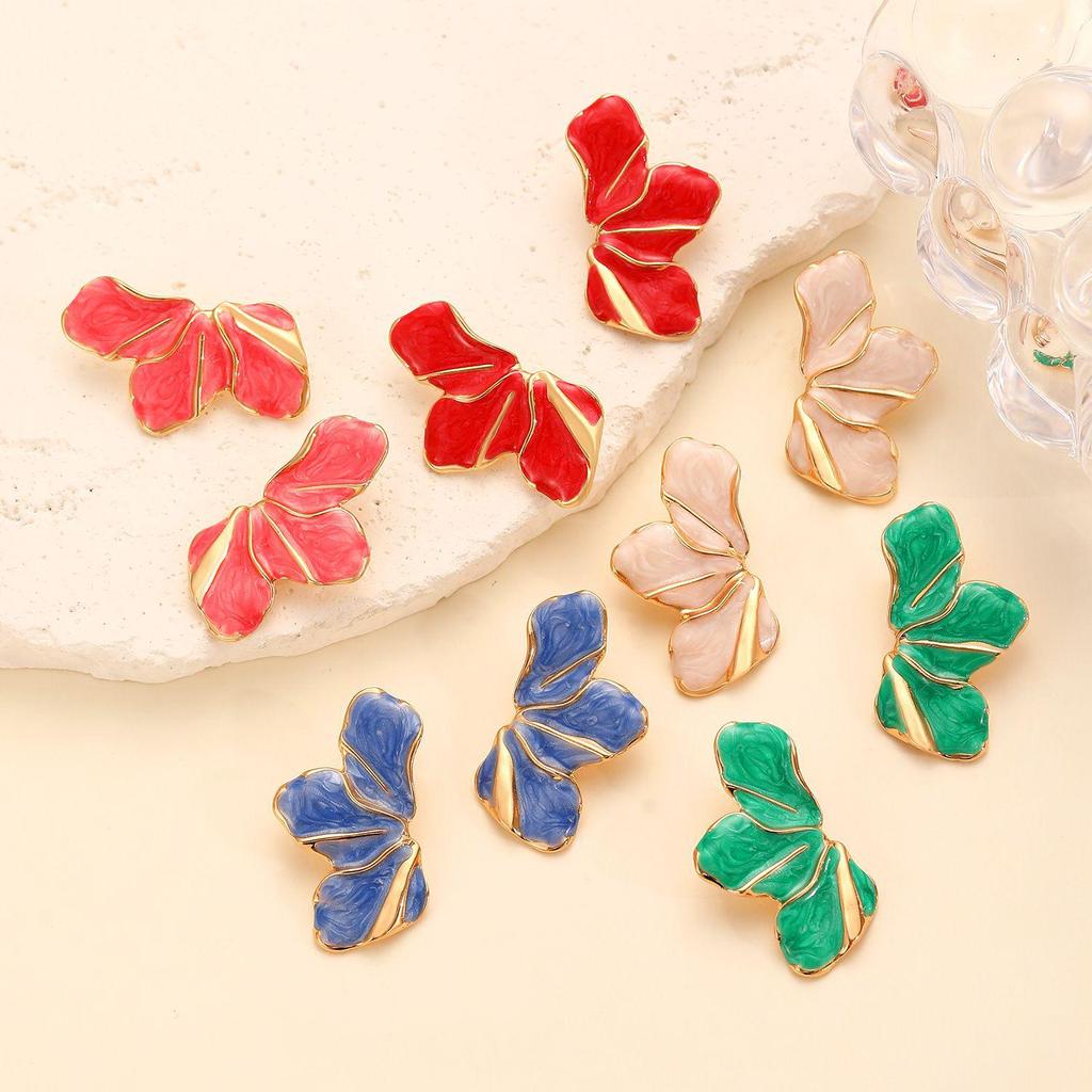 Trendy Multicolor Flower Drop Earrings for Women – Elegant & Slimming European/American Style