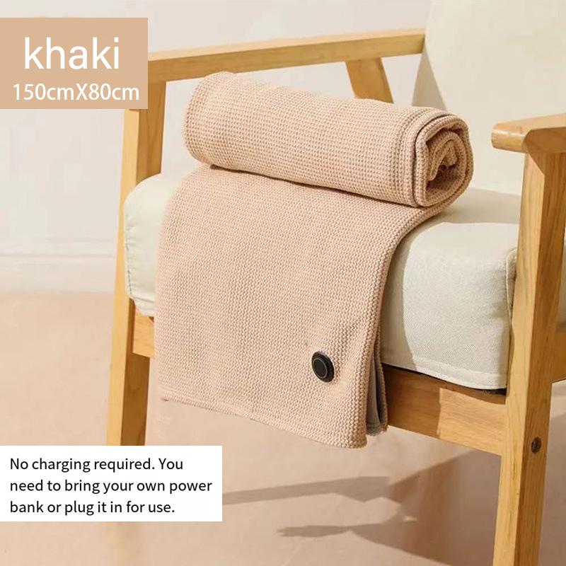 

USB electric heating shawl blanket electric blanket office artifact thickened shawl blanket heating blanket heating charging хаки