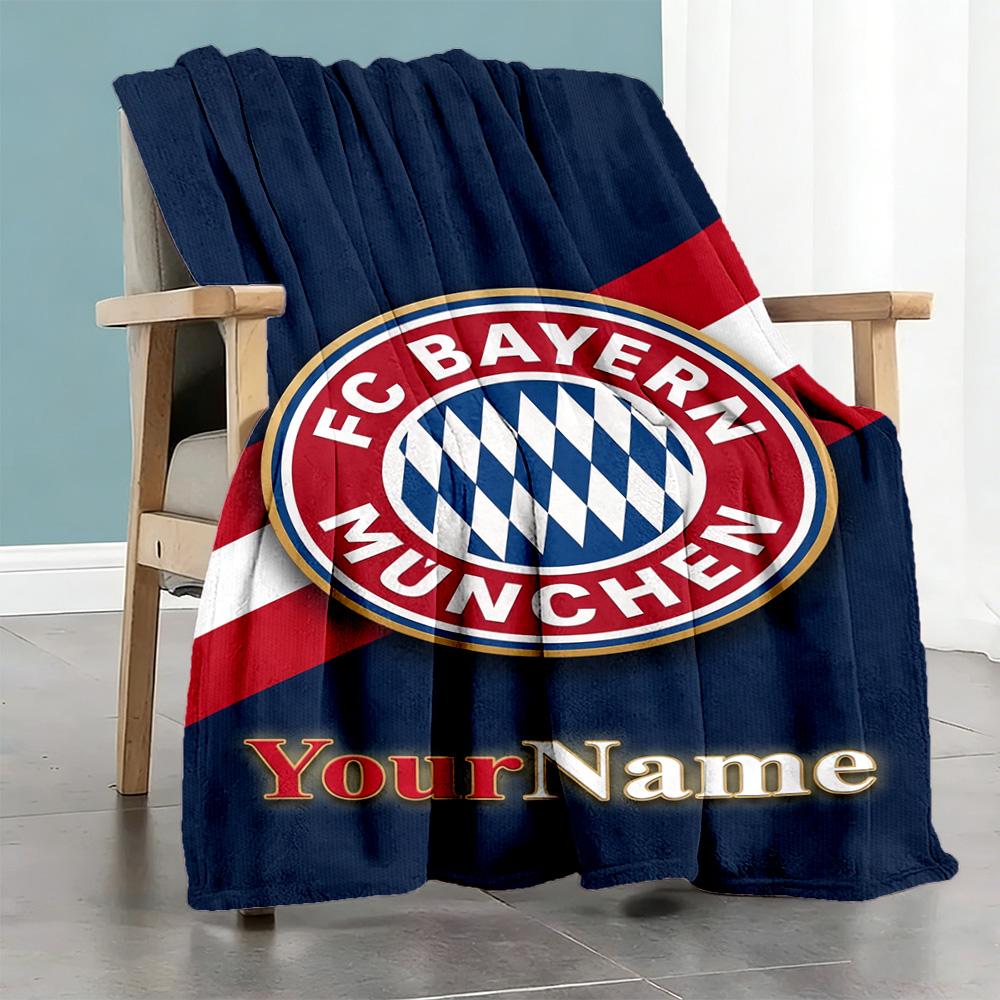 Fc Bayern München 2 Personalized Text Blanket Gift Customizable Blanket Durable Comfort Perfect for Office Bedding Bed Seaside All-Season Use