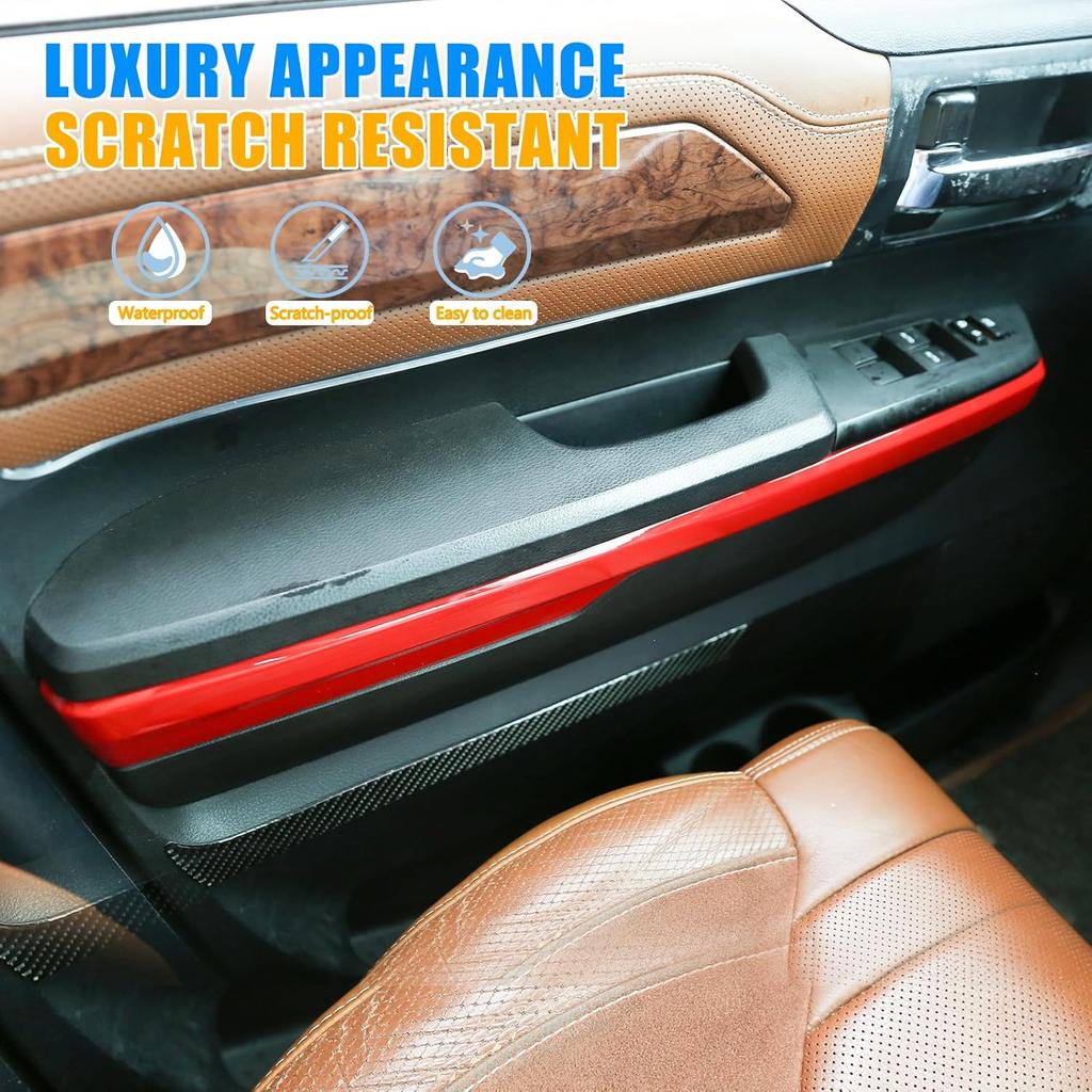 LLKUANG Car Inner Door Armrest Panel Decoration Strip Trim Compatible with Toyota Tundra 2014-2020 Pickup Car Door Protective Panel Cover