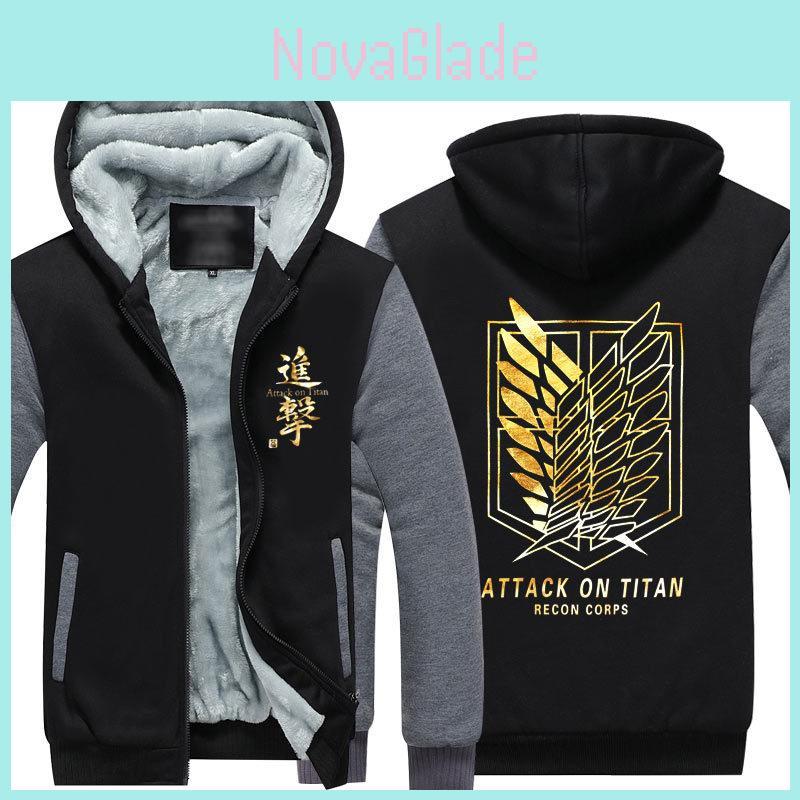 Attack Anime On Titan Winter Zipper Jacket Freedom Wings Sweatshirts Hoodie
