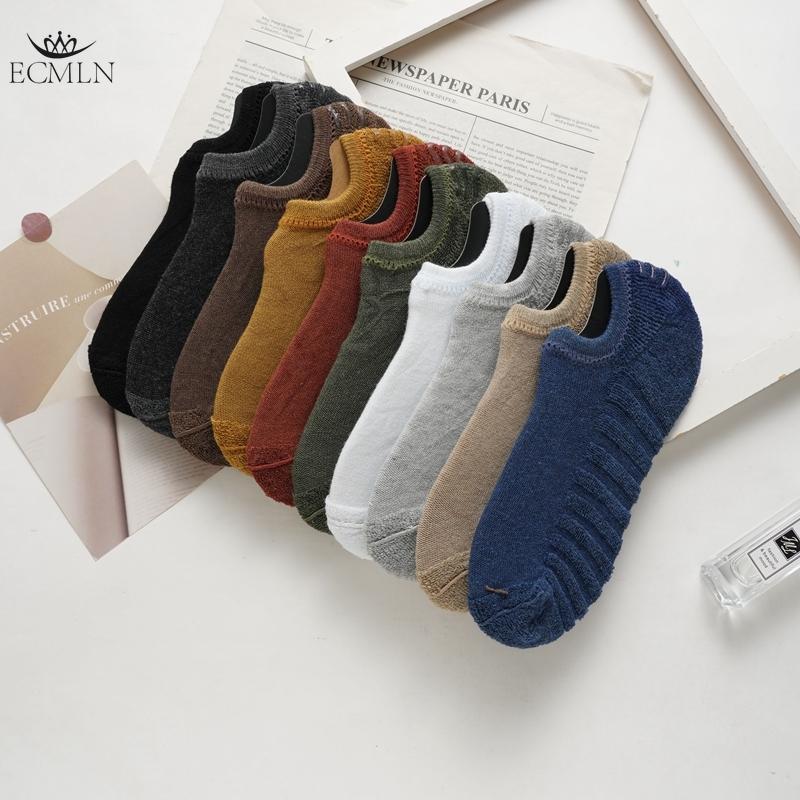 Men's Socks Towel Bottom Boat Socks Sports Thickened Shallow Invisible Socks Silicone Non-slip No-drop Heel Sweat-absorbent Deodorant Men's Socks