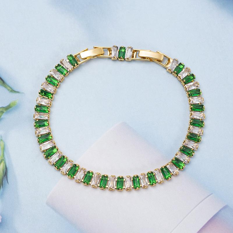 Personalized Colorful Zircon Diamond Claw Chain Bracelet Adorned with Colorful Rice Beads Zircon Bracelet