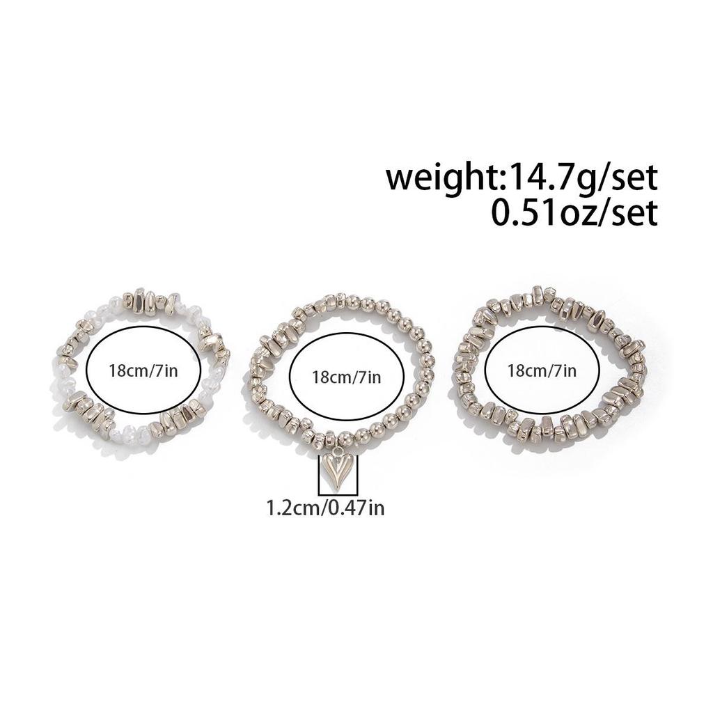 3Pcs/Set Irregular CCB Stone Chain Bracelets Jewelry Party Accessories Geometric Heart-Shaped Pendant Bracelet 2025 New