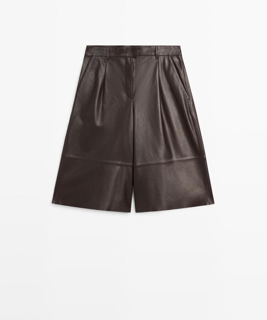 Masimodutti Long Napa Leather Bermuda Pants