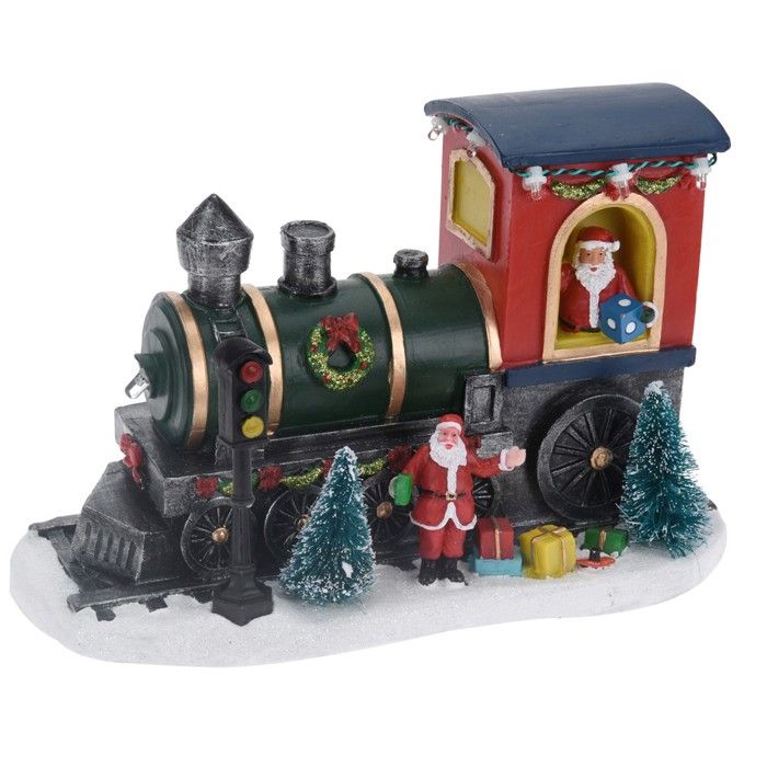 Village de Noël à pile - Locomotive du Père Noël