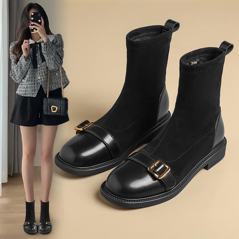 ZHR Women s Retro British Style Ankle Boots EH102A 35