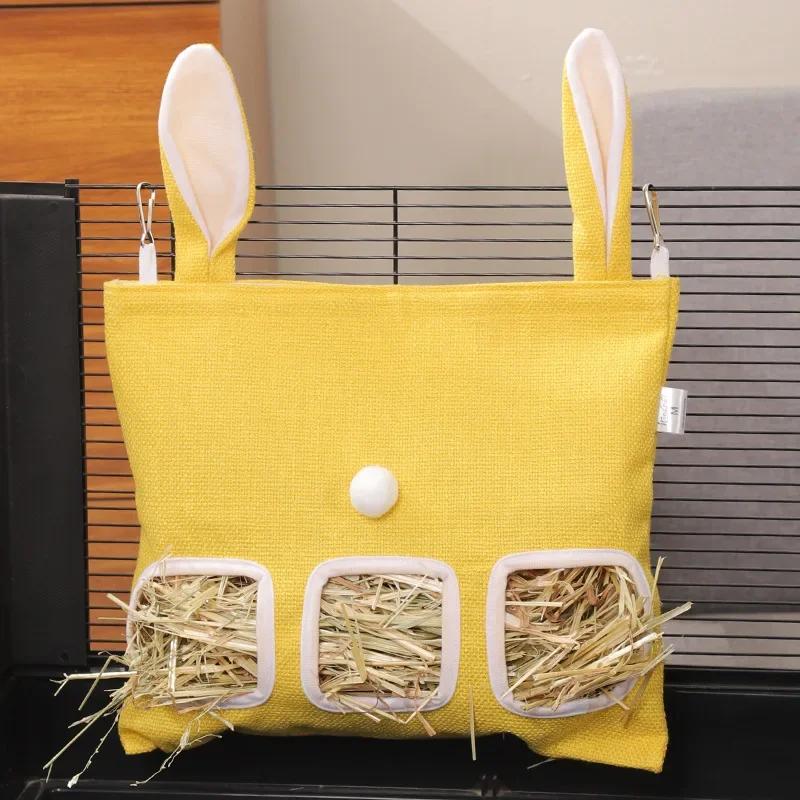 Small Pets Hay Feeder Bag for Guinea Pig Rabbit Bunny Chinchillas Small Animal Hooks Hanging Dried Grass Feeding Dispenser
