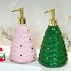Festive Ceramic Pump Bottle Refillable Dispenser For Shampoo Body Wash Storage Christmas Themed Bathroom Accessory