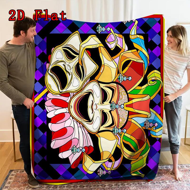 Masquerade Party Print 2D Flat Pattern Flannel Blanket High Quality All Seasons Warmth and Comfort Perfect for Christmas Gifts.