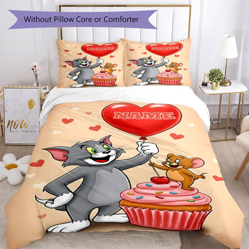 Warner Bros. Works (31) Customize Your Name Bedding Set Breathable Duvet Cover with Pillowcases Home Decoration Birthday Gift