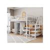 Lit Mezzanine - MUVOE - 140x200cm - Blanc - Bureau Intégré - Armoire Et Étagères Incluses
