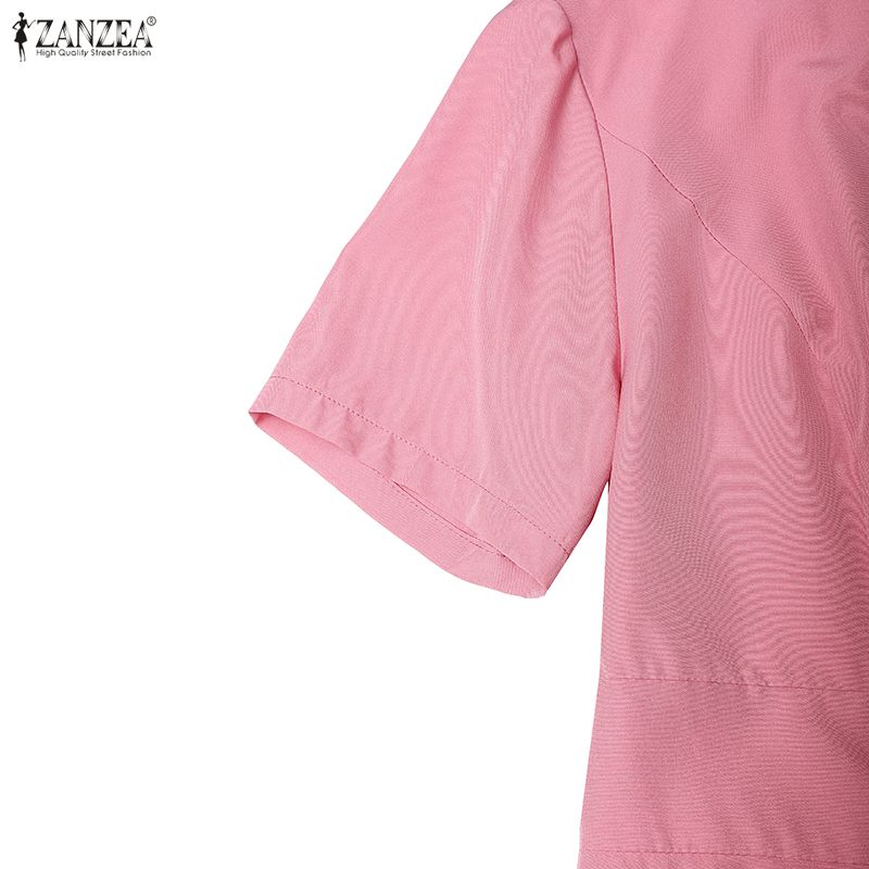 ZANZEA Lässiges Sommerkleid mit Rundhalsausschnitt und kurzen Ärmeln für Damen