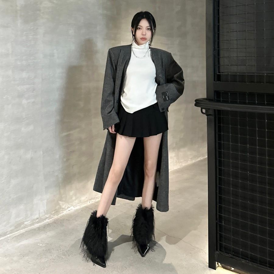 New fur fur short boots warm fashion women's shoes 2025 autumn and winter new pointed high women's boots snow boots