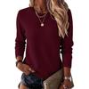 Women's Casual Crewneck Knit Sweater Long Sleeve Color Pullover for Fall Winter