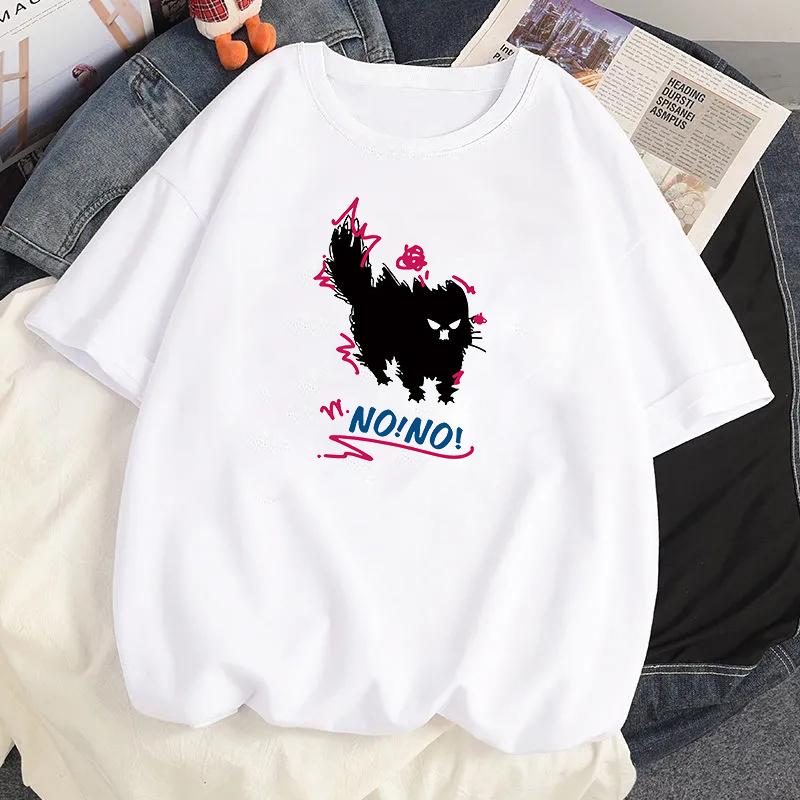 Kawaii Cute Kitten Puppy Graphic Blouse Best Friend Short Sleeves Women Couple T-shirt Y2k Girlfriends Clothing Streetwear Tops