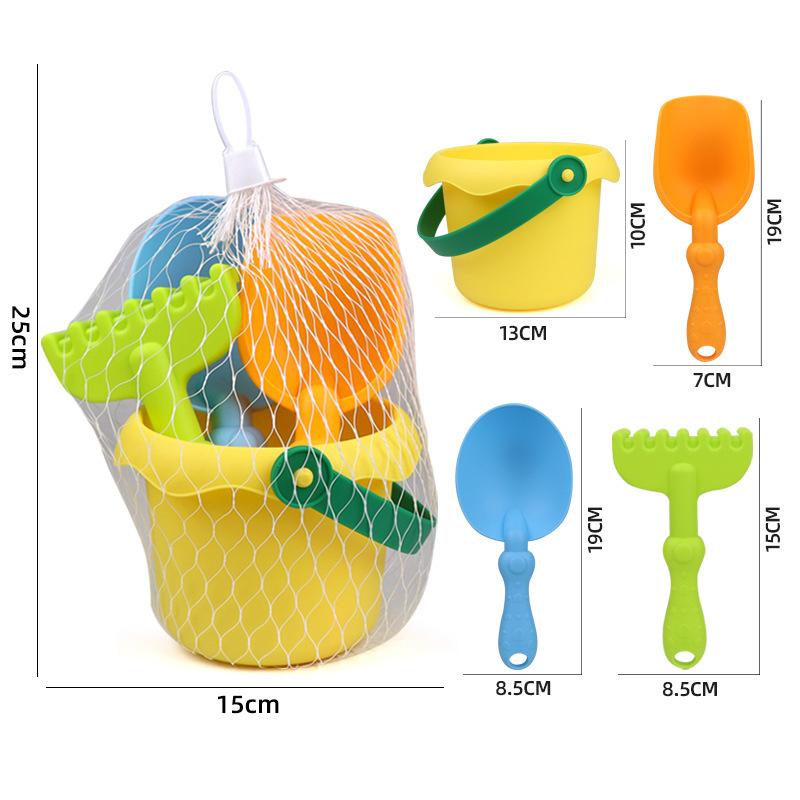 4Pcsset Beach Toy Set For Kids Soft Rubber Play Sand Tools Sand Bucket Beach Shovel Toys Summer Children Playing With Sand Toys