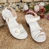 Fashion White Thick High Heels Sandals for Women Summer Lightweight Ankle Buckle Sandles Woman Plus Size Non Slip Beach Sandalias Mujer