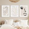 Boho AbstractPosters  Geometric Beige Wall Art Women Body Line Canvas Painting Print Pictures Living Room Gallery Interior Decor