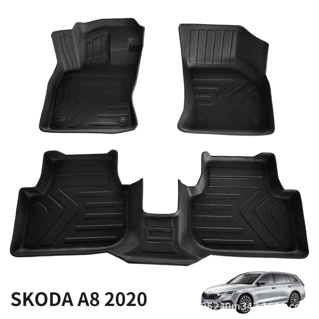 Skoda A8 2020 LHD TPE Anti-Slip Waterproof Floor Mats - Eco-Friendly Car Interior Carpets