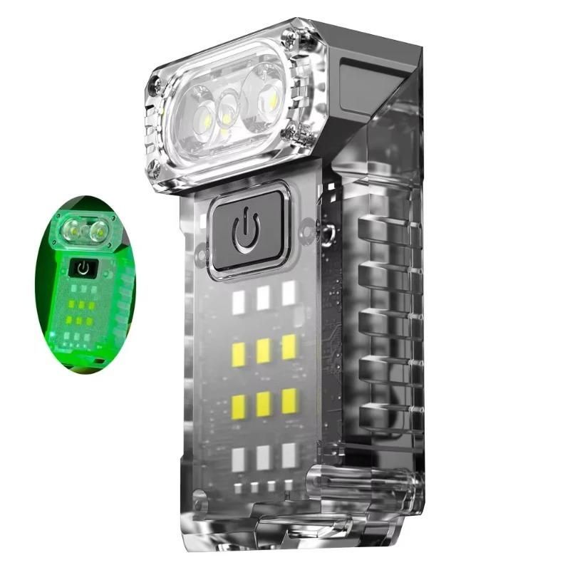 

400LM UV LED Fluorescence EDC Flashlight Headlamp Type-C Rechargeable Work Light Torch with Magnet Camping Pocket Lantern 300LM-1PC