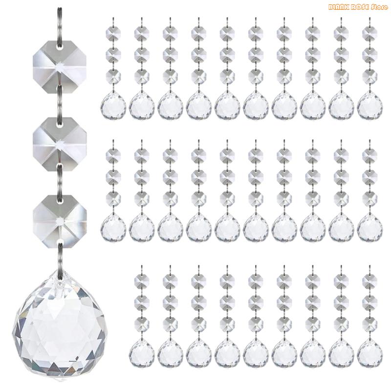 

K1AE 30Pcs Acrylic Snowflake Teardrop Ball Icicles Ornament Shatterproof Clear For Christmas Holiday Decorations
