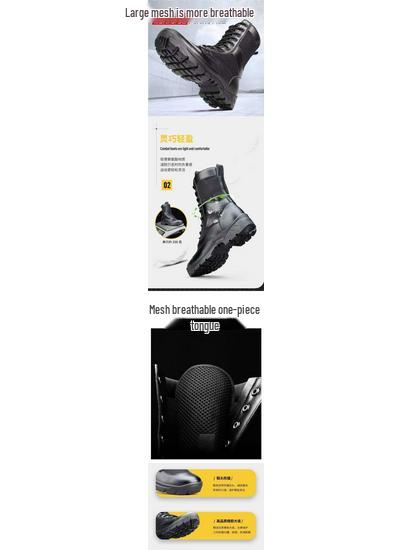 Men's Shock Absorption Outdoor Combat Boots - Breathable Hiking & Security Footwear with Wool Lining.