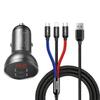 Car Charger 2x USB 48A 24W with LCD Display 3-in-1 Cable 12m Black