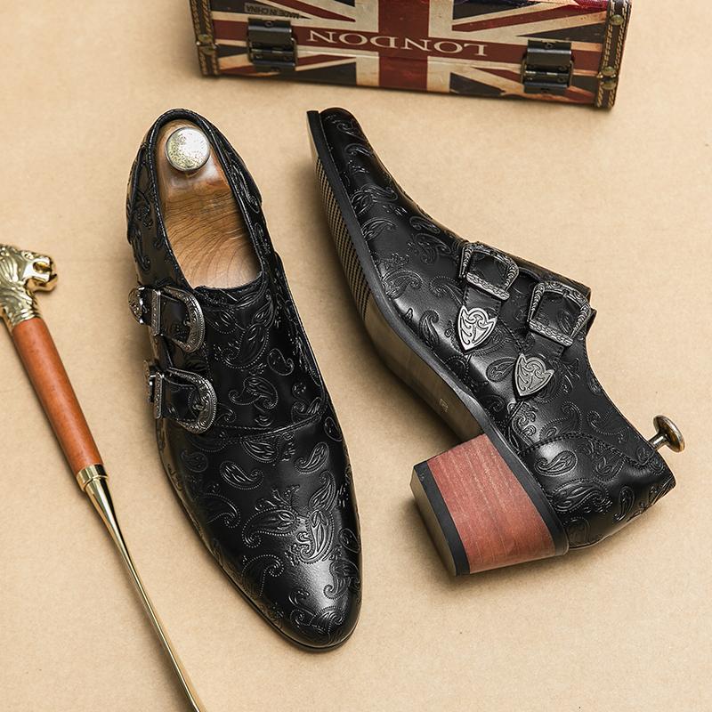 Nové pánské společenské boty 2024 Boty na podpatku Kožené boty Módní značka Ležérní společenské boty Zapatos Hombre Vysoká kvalita Svatební boty