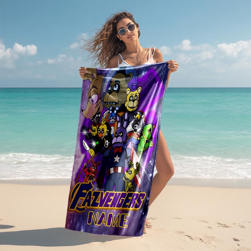 Personalized Customized Proof Beach Towel with Five Nights At Freddy's Pattern - Soft, Absorbent, Quick-drying, Perfect Swimming, Camping&bathing