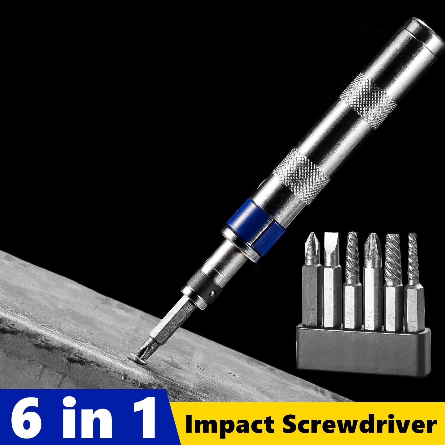 

Набор ударных отверток 6 в 1, ударный привод, удалитель ржавых, заклинивших, сломанных крепежей, набор отверток с полной спецификацией