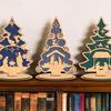 Christmas Tree Table Sign Decoration Farmhouse Rustic Jesus Nativity Wooden Ornament with Base Home Office Bookshelf Desktop Decor