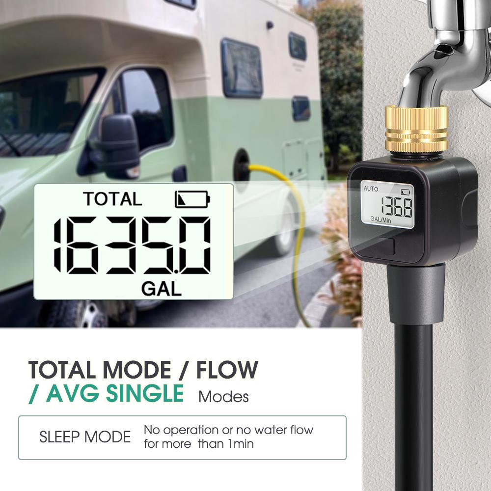 3/4″ Water Flowmeter NPT/BSP Brass Movable Joint Consumption & Flow Rate Garden Irrigation Hose Water Gun Sprinkler Taps Fitting