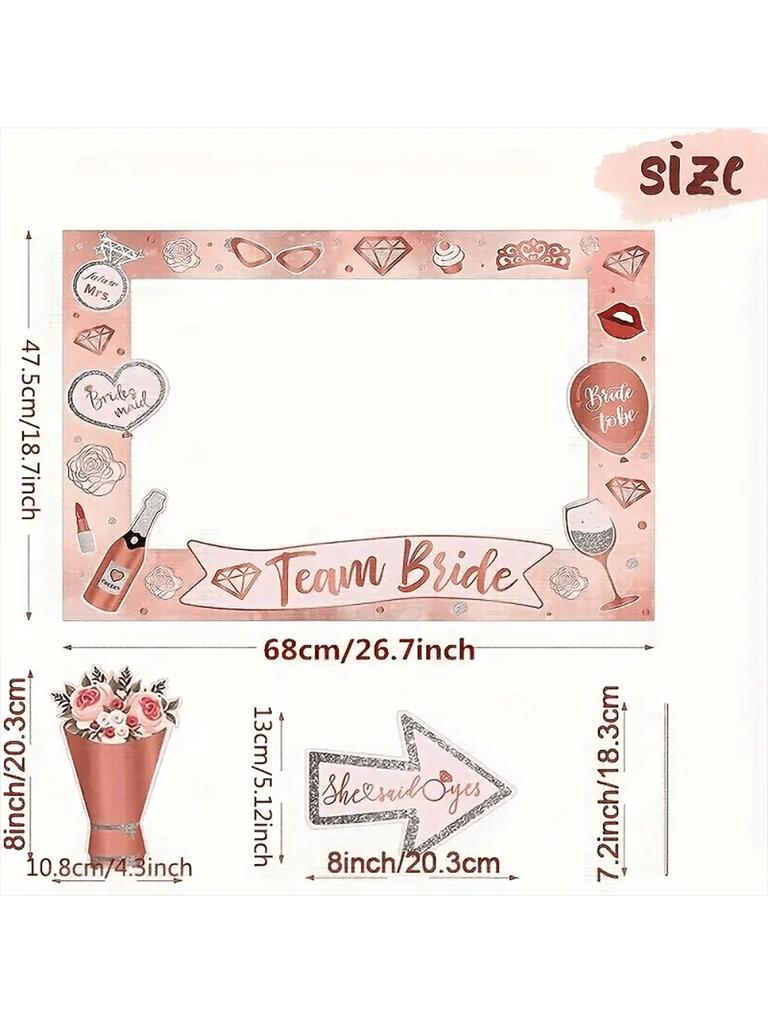 25pcs Bachelorette Party Rose Gold Photo Booth Props Set - Handheld Frame, Perfect for Bridal Showers & Wedding Celebrations