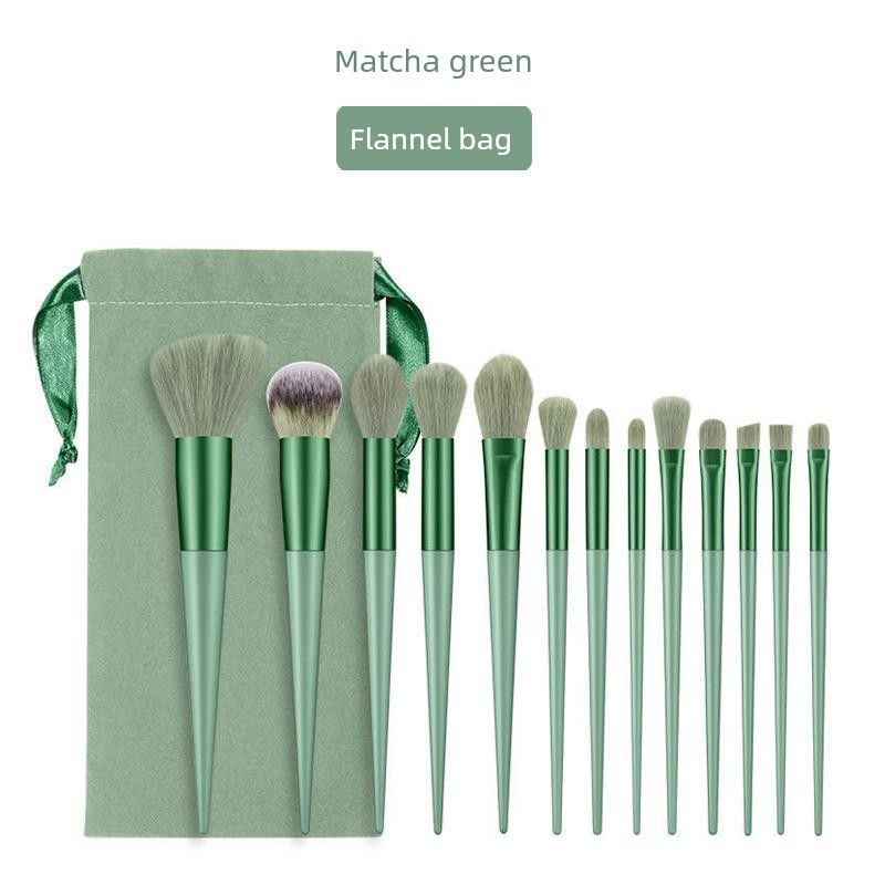 

Purpleflower Holly Leaf 13 Concealer Makeup Brushes Suit Fix Highlight Face Powder Blush Beauty Makeup Tools Cosmetic Brush 13 sticks Matcha Green [cloth bag]]