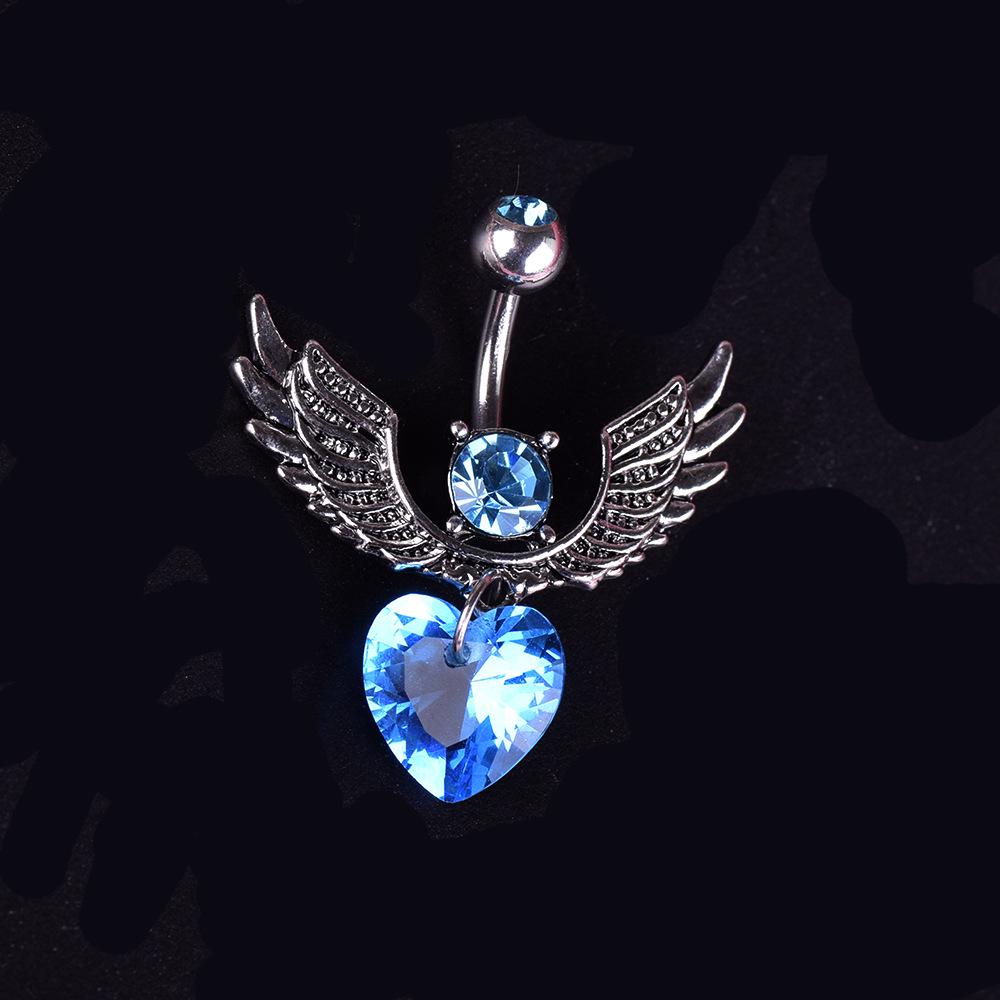 European-American Fashion Crystal Zircon Wing Belly Ring - Stylish Stainless Steel Belly Piercing Jewelry