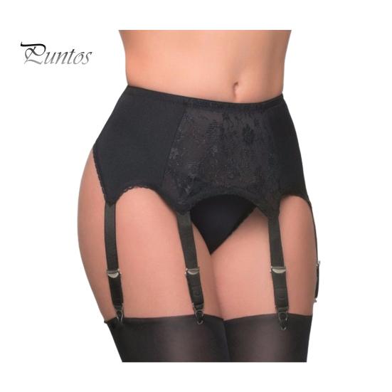 Dámský podvazek se 6 drápy vyhloubený, průhledná krajka Květinová výšivka Vysoký pas Elastické punčochy Fixer Club Party Líbánky Podvazek
