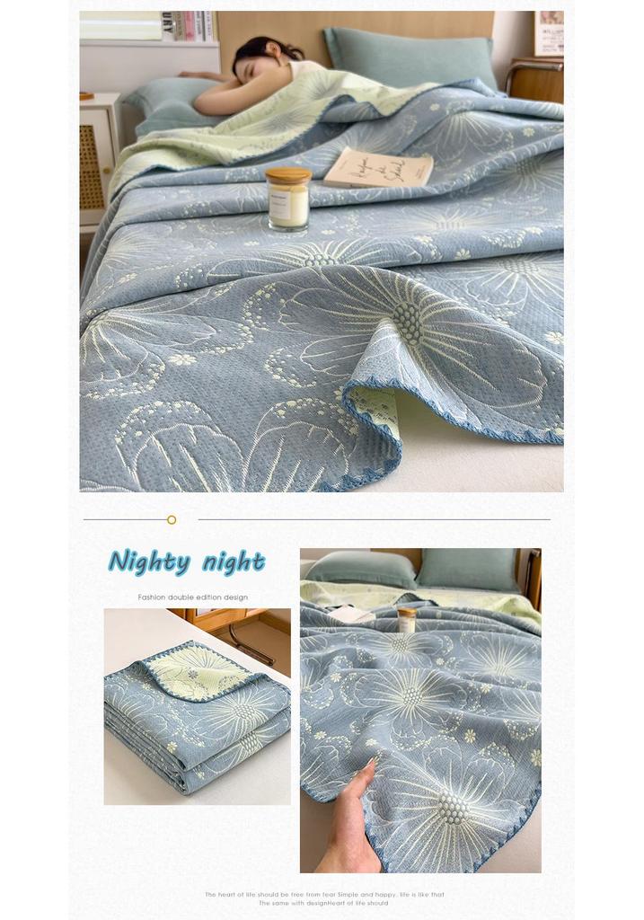 100% Cotton Summer Gauze Blanket - Lightweight, Three-Layer Design for Office, Nap, or Sofa