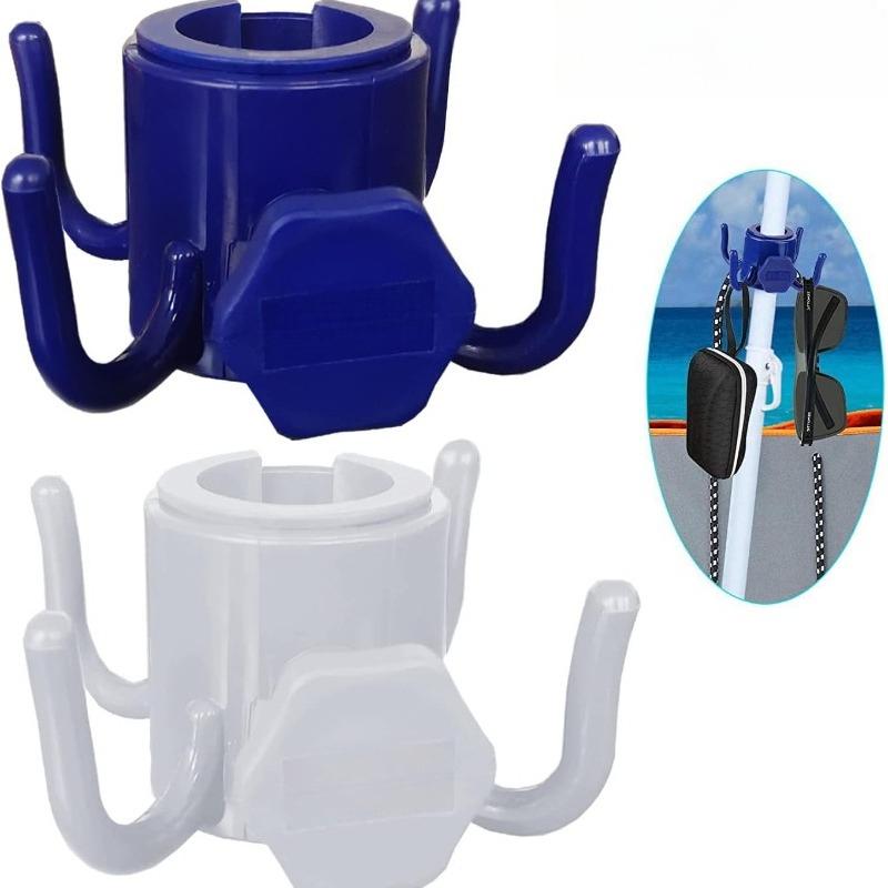 Beach Umbrella Hanging Hook 4Prong Plastic Umbrella Hook Hanging for Towels Hats Clothes Camera Sunglasses Bags Fit for Beach Camping Trips Blue&White