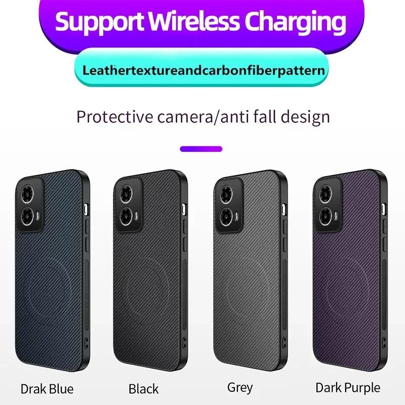 Pouzdro s texturou karbonových vláken s magnetickým bezdrátovým nabíjením pro Motorola Moto Edge 50 NEO 50 Fusion 50 Ultra Ochranný silikonový kryt proti pádu