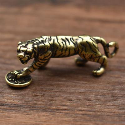 Tiger 3D mosadzná socha odlievaná do auta Kovová mini figúrka zvieratka