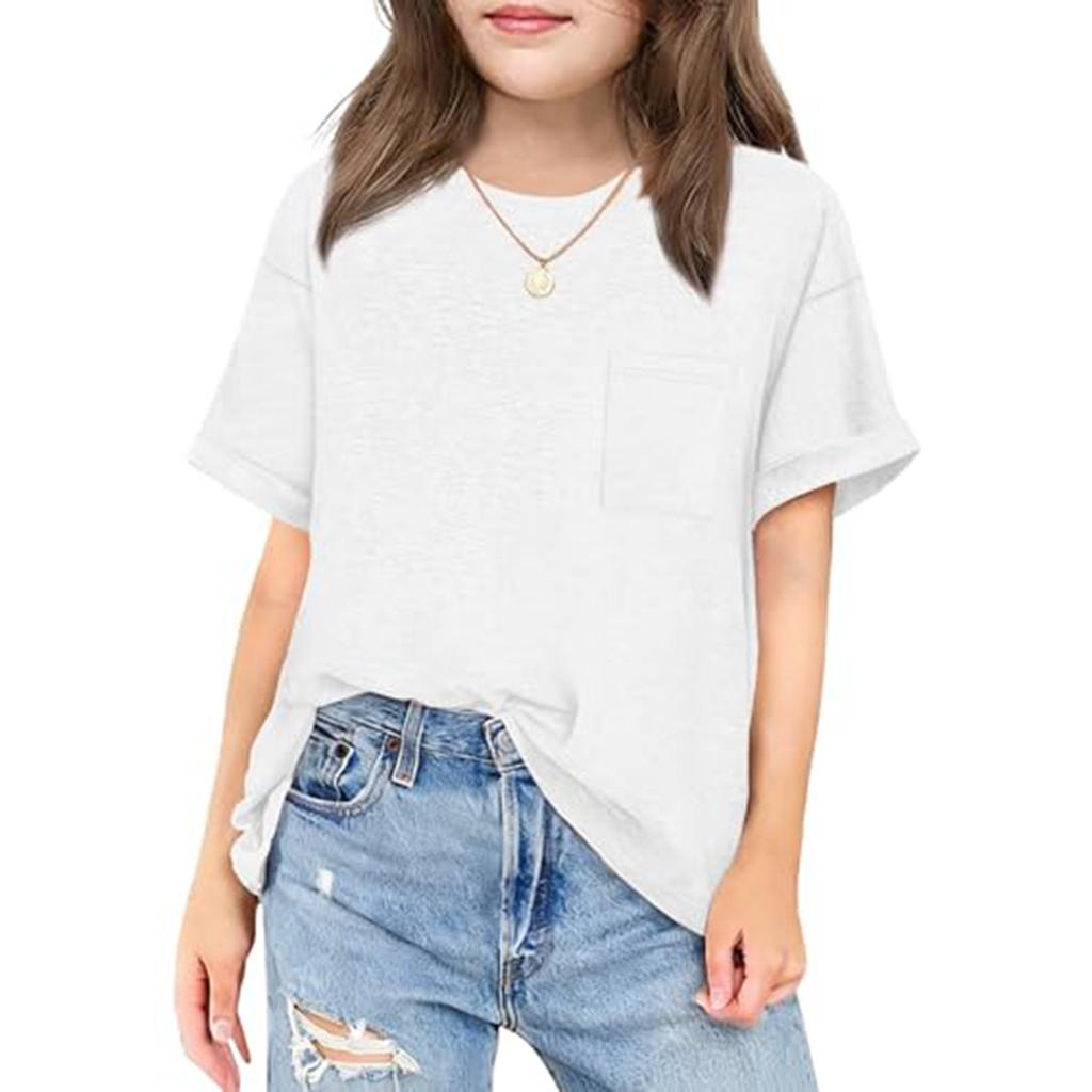 Children's Daily Casual Round-neck Short-sleeved Shirt With Pockets