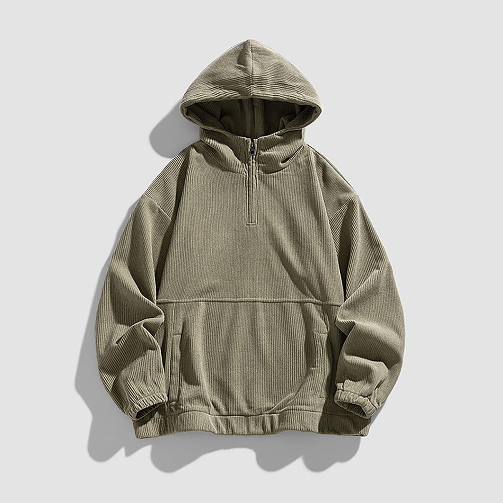 Herren 1/4 Zipper Kapuzenpulli Modische Gestreift Hoody Oversize Outdoor Sweatshirt Lightweight Kapuzenjacke Langärmliger Hoodie Elegant Einfarb