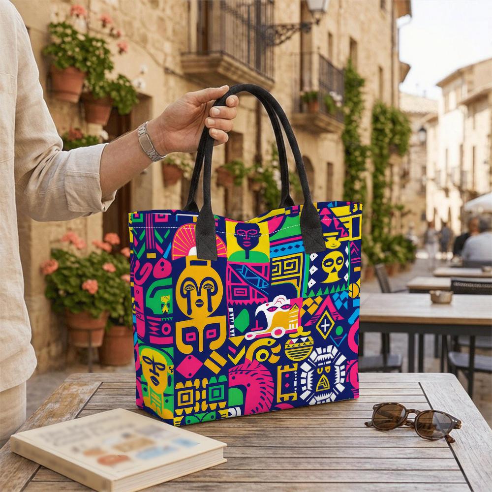 Bohemian Tribal Print Tote Bag Large Capacity Shoulder Bag for Daily Use